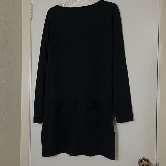 NEW! Free People FP beach black long sleeve knit romper medium *missing belt* - Picture 2 of 6